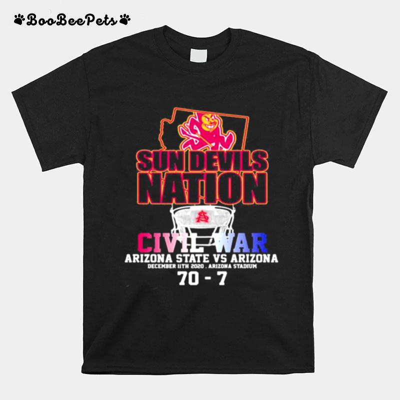 Sun Devils Nation Civil War Arizona State Vs Arizona 70 7 T-Shirt