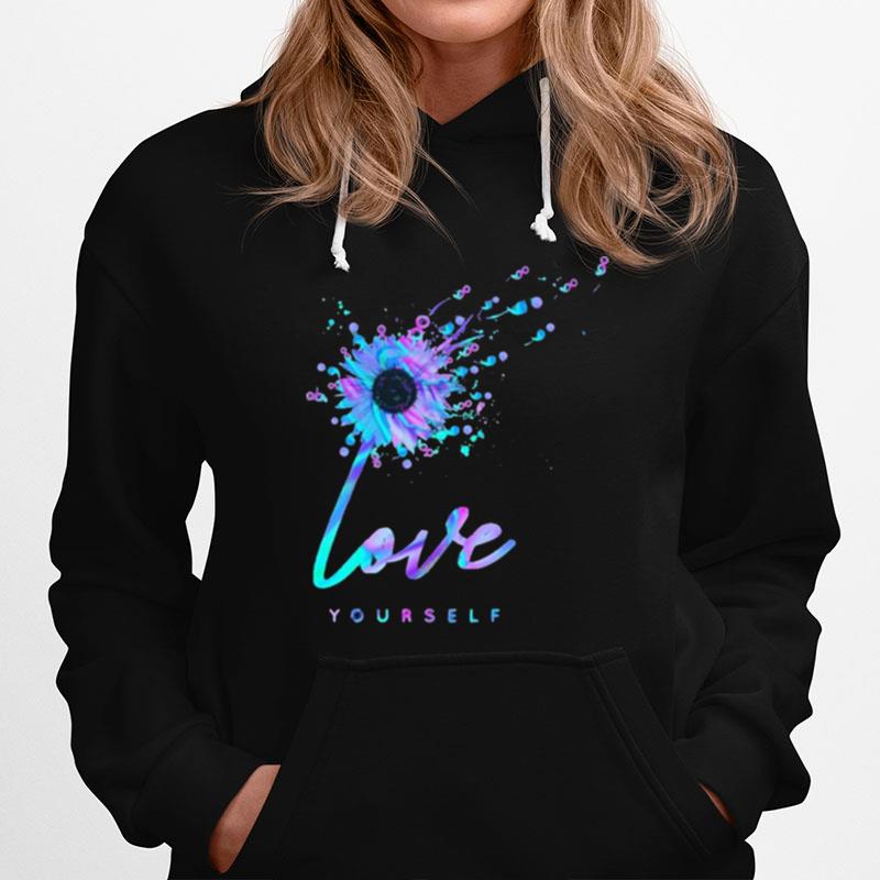 Sunflower Dandelion Love Yourself Blue Hoodie