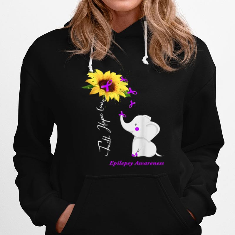 Sunflower Elephant Faith Hope Love Epilepsy Hoodie