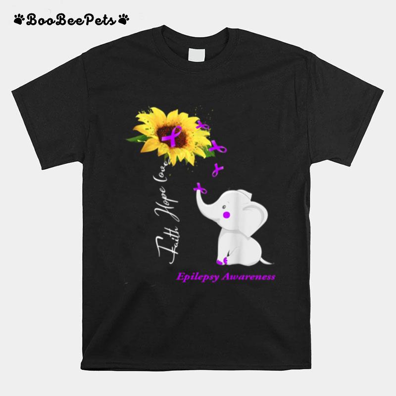 Sunflower Elephant Faith Hope Love Epilepsy T-Shirt