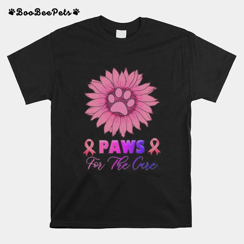 Sunflower Paws For The Cure Breast Cancer Awareness T-Shirt