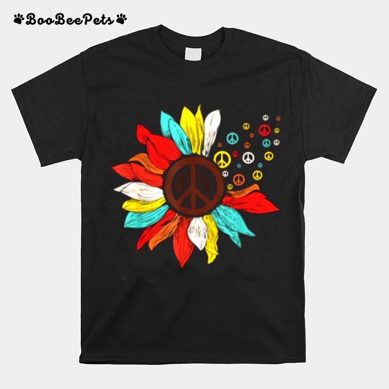 Sunflower Peace Sign Hippie T-Shirt