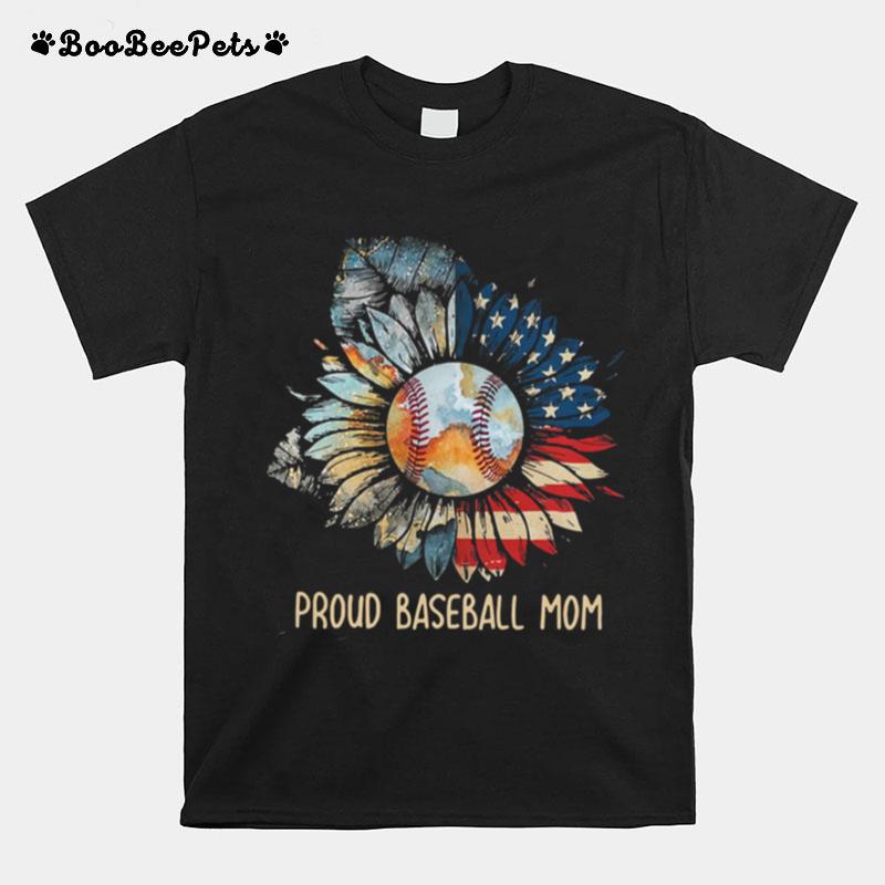 Sunflower Proud Baseball Mom T-Shirt