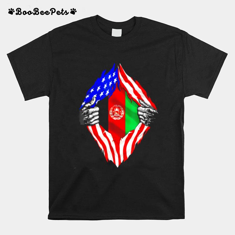 Super Afghan Heritage Afghanistan Roots Usa Flag Tee T-Shirt