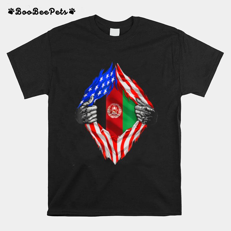 Super Afghan Heritage Afghanistan Roots Usa Flag T-Shirt