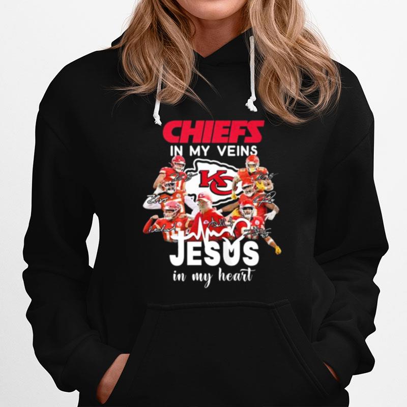 Super Bowl Lvii Champions Kansas City Chiefs In My Veins Jesus In My Heart Signatures Hoodie