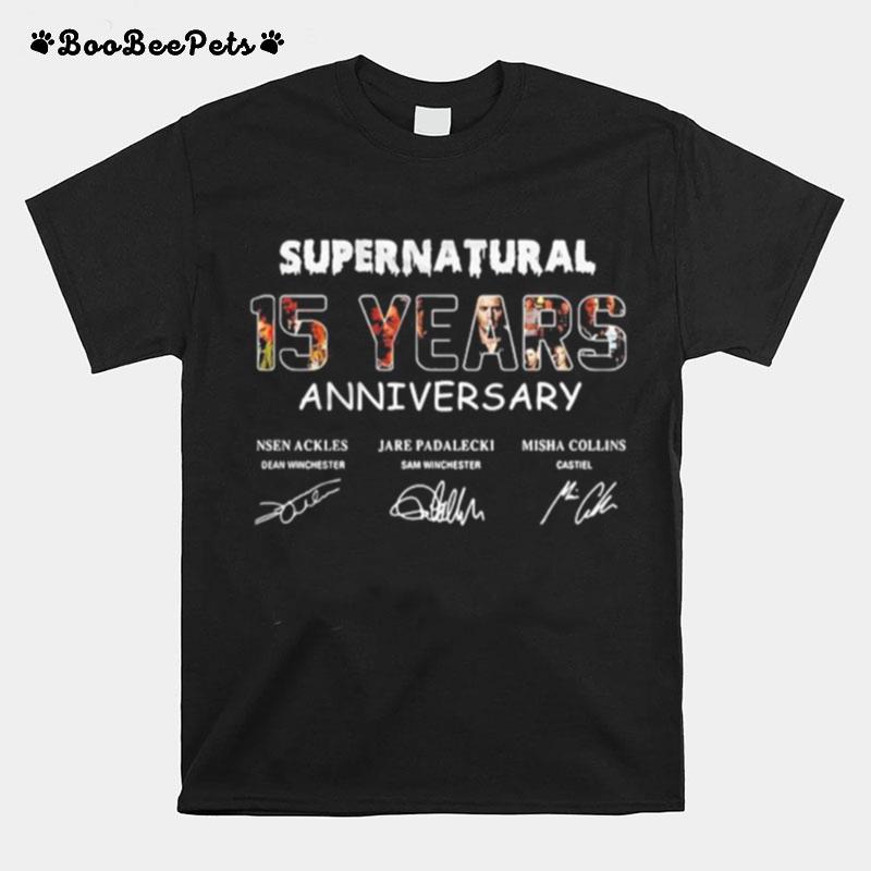 Supernatural 15 Years Anniversary Characters Signatures T-Shirt