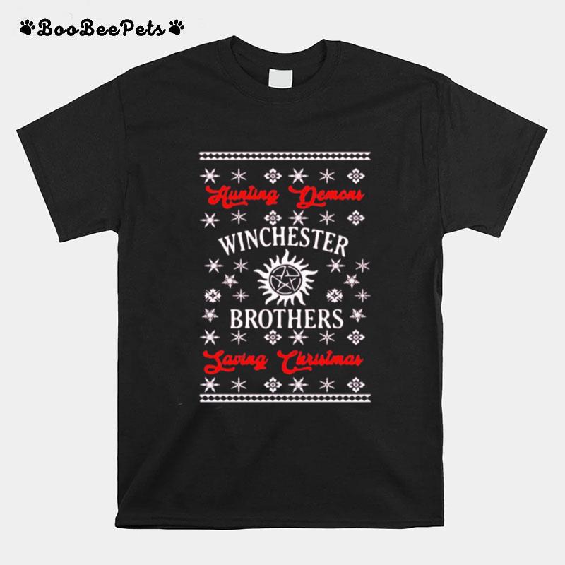 Supernatural Hunting Demons Winchester Brothers Saving Christmas T-Shirt