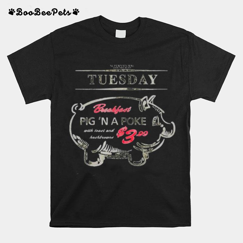 Supernatural John The Hunt Tuesday Breakfast Pig A Poke T-Shirt