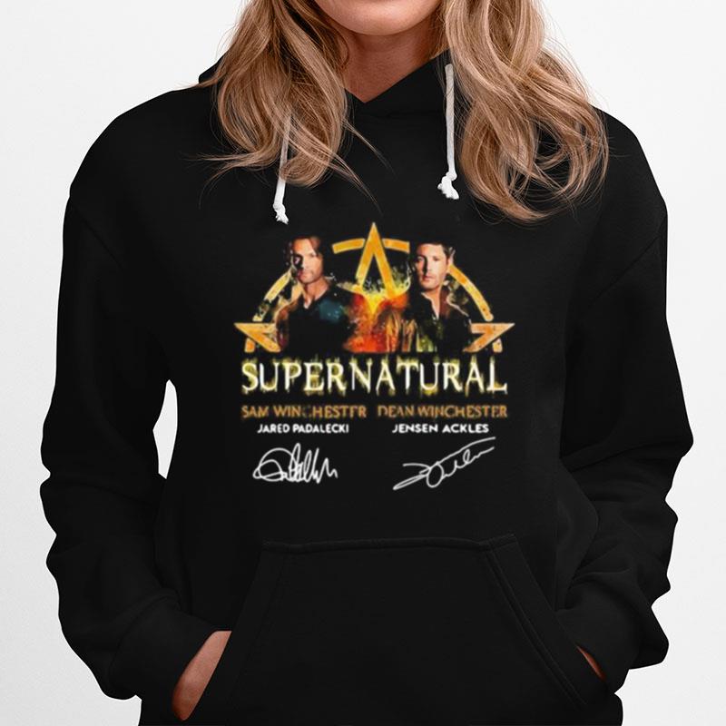 Supernatural Sam Winchester Dean Winchester Jared Padalecki Jensen Ackles Signatures Hoodie