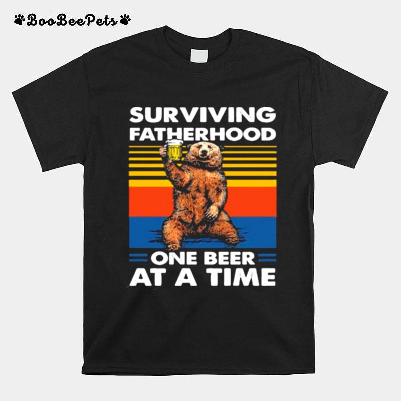 Surviving Fatherhood One Beer At A Time Bear Vintage T-Shirt