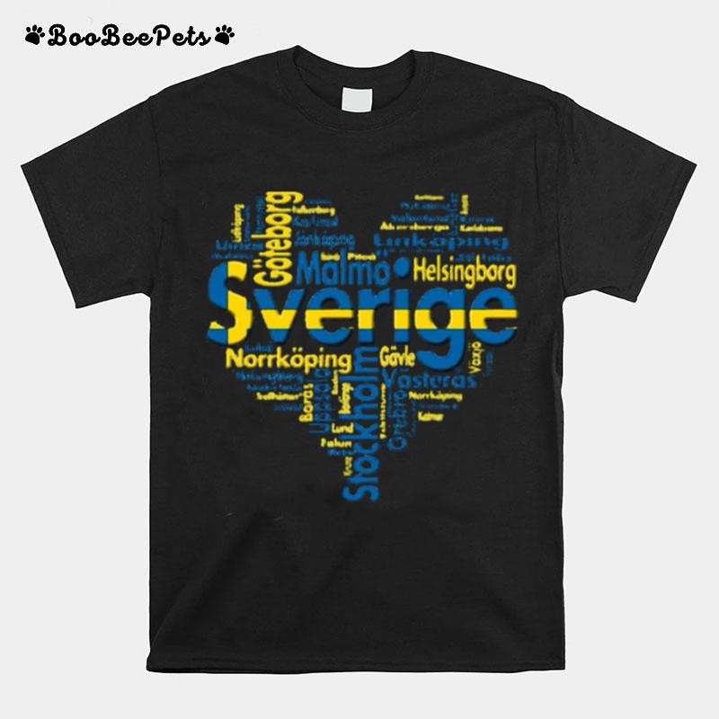 Sweden Sverige Heart Cities T-Shirt