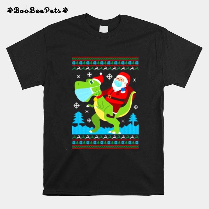 T Rex Santa Ride Funny Ugly Christmas T-Shirt