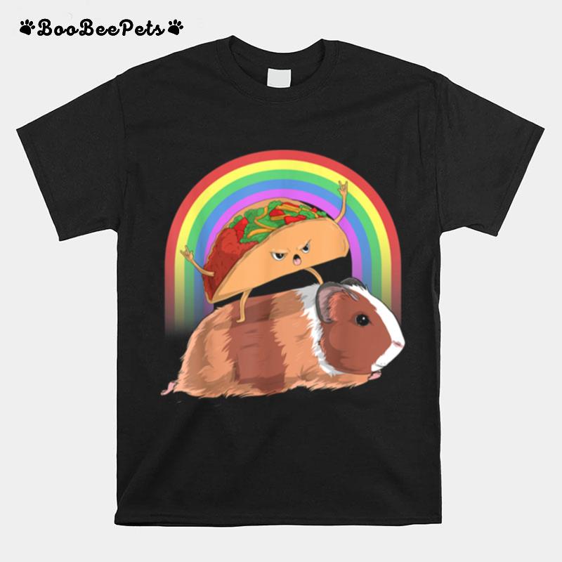 Taco Riding Guinea Pig Rainbow Cute Mexican Food T-Shirt