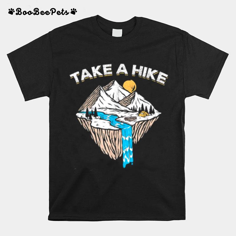 Take A Hike Outdoor Sunset Vintage Style Mountains Nature Tee T-Shirt