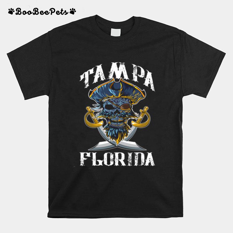 Tampa Florida Bay Skull Pirate Tattoo Symbol Team T-Shirt