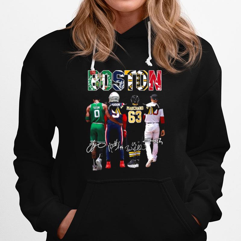 Tatum Marchand Boston Celtics New England Patriots Boston Bruins And Boston Red Sox Signatures Hoodie