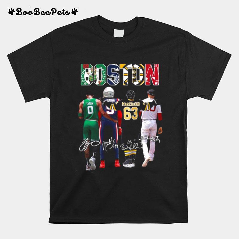 Tatum Marchand Boston Celtics New England Patriots Boston Bruins And Boston Red Sox Signatures T-Shirt