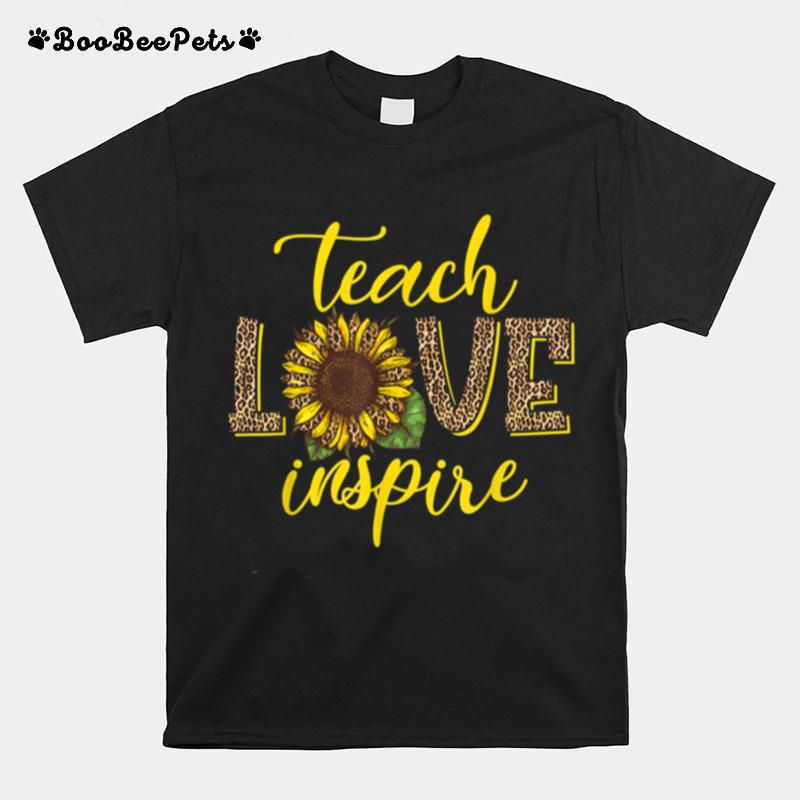 Teach Love Inspire Sunflower Leopard Cheetah T-Shirt