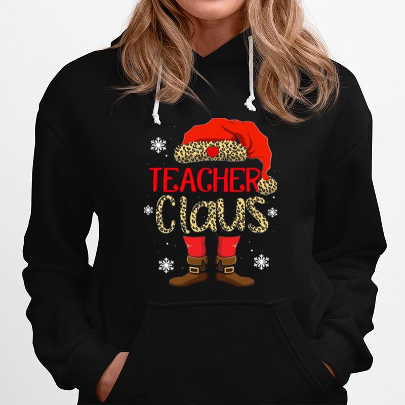 Teacher Claus Leopard Merry Christmas Hoodie