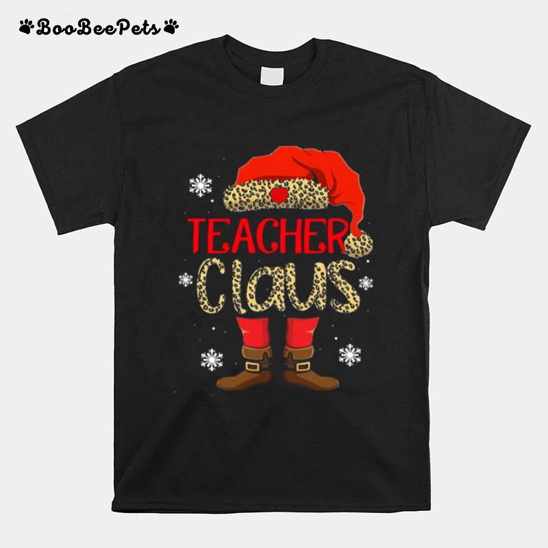 Teacher Claus Leopard Merry Christmas T-Shirt