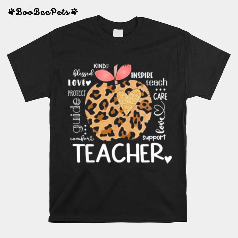 Teacher Life Leopard Apple Teachers Day Back To School T-Shirt