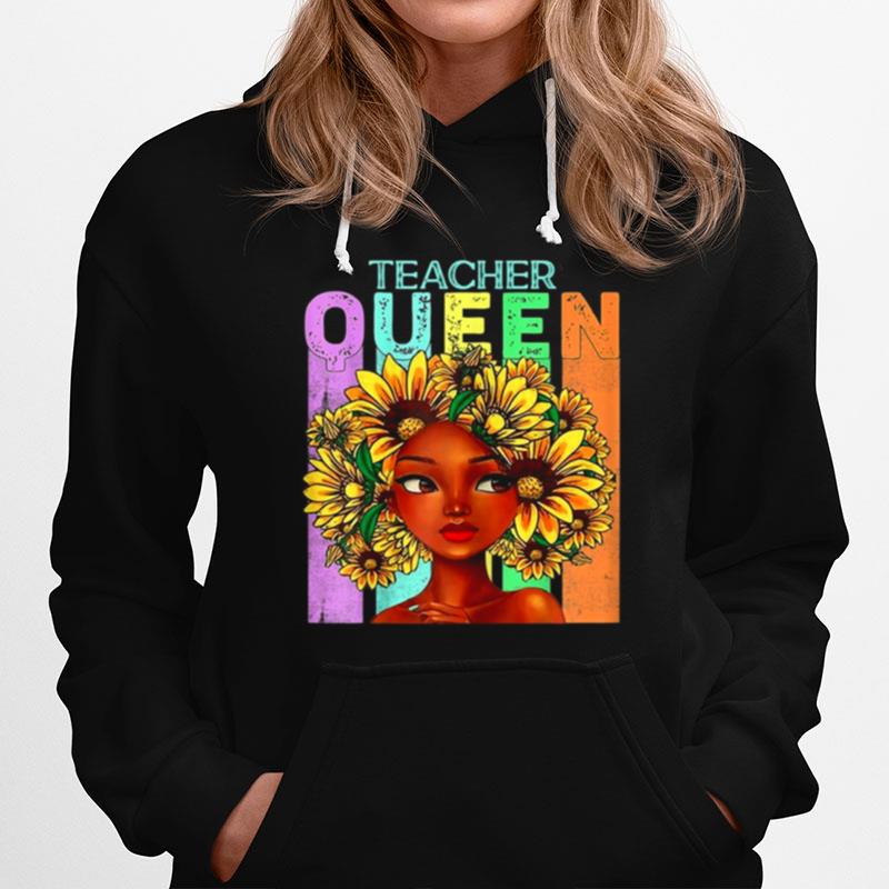 Teacher Queen Sunflower Black Girl Hoodie