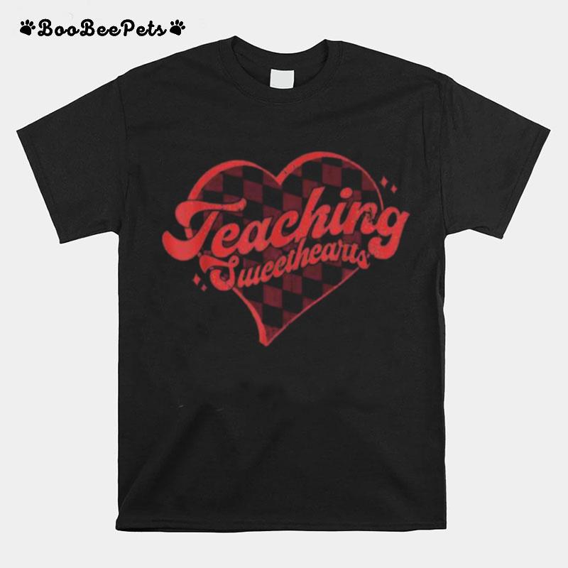 Teaching Sweethearts Checkered Heart Valentines Day Teacher T-Shirt