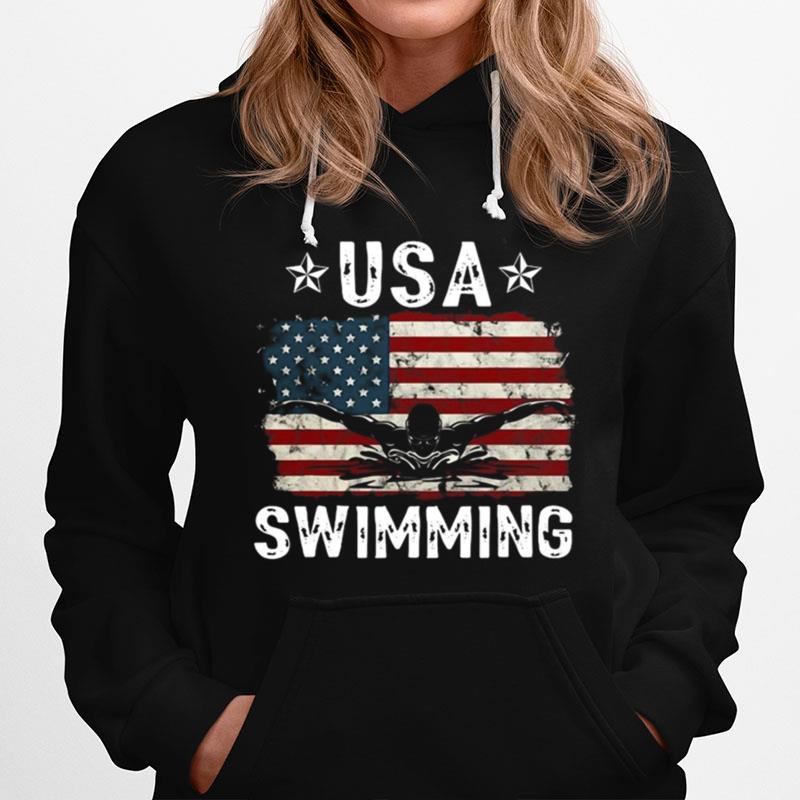 Team Retro Support Usa Swimmer Vintage Hoodie