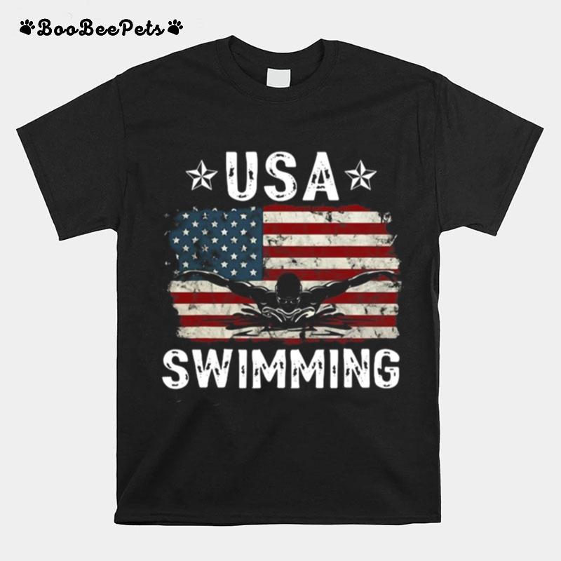 Team Retro Support Usa Swimmer Vintage T-Shirt
