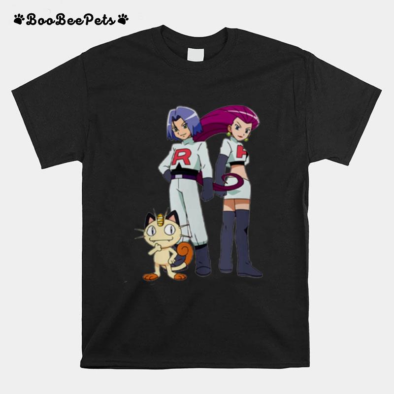 Team Rocket Members Jessie James And Meowth In The Pokemon T-Shirt