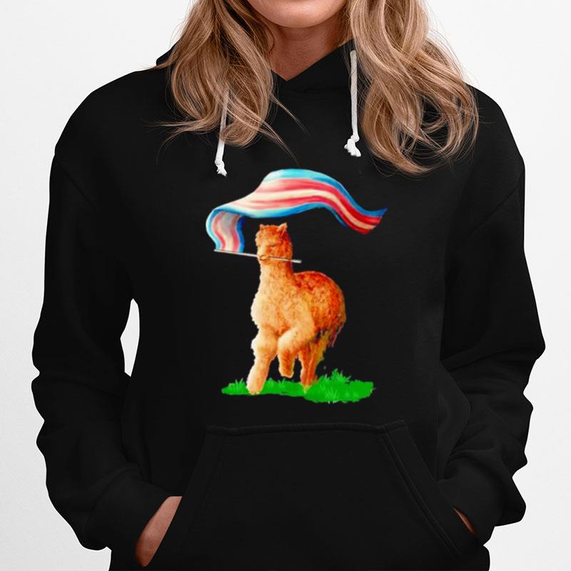 Tenacious Unicorn Ranch Llama Holding The Russia Flag Hoodie