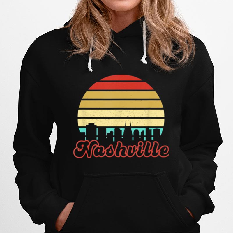 Tennessee City Skyline Art Vintage Retro Sunset Nashville Hoodie