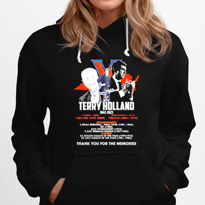 Terry Holland Virginia Cavaliers 1942 2023 Thank You For The Memories Signature Hoodie