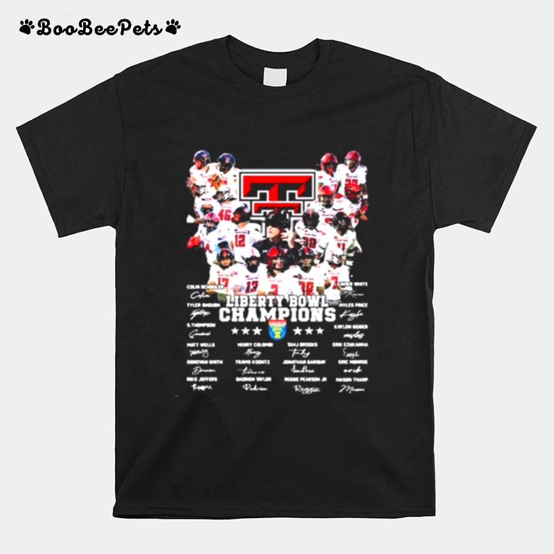 Texas Tech Red Raiders 2022 Liberty Bowl Champions Signatures T-Shirt