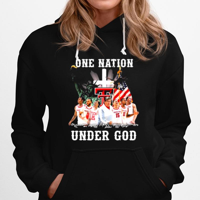 Texas Tech Red Raiders Mens Basketball One Nation Under God Signatures Hoodie