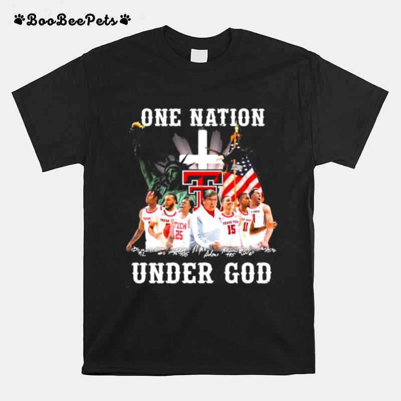 Texas Tech Red Raiders Mens Basketball One Nation Under God Signatures T-Shirt
