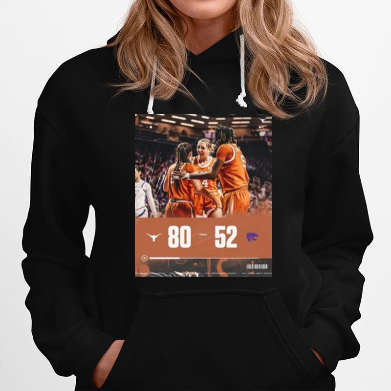 Texas Win 80 52 K State 2023 Big 12 Womens Basketball Champions Final Score Hoodie