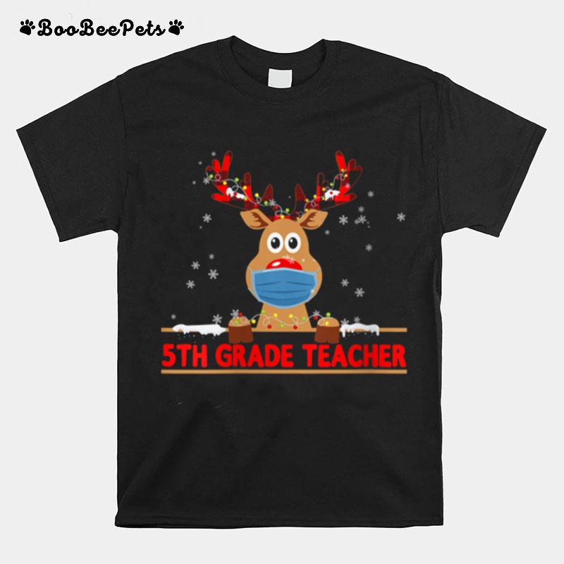 Th Merry Christmas 5Th Grade Teacher Reindeer Apparel T-Shirt