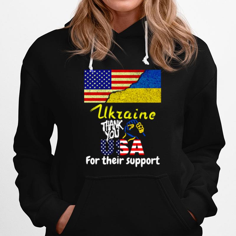 Thank You Usa For Their Support I Stand With Ukraine Ukraine Flag Hoodie