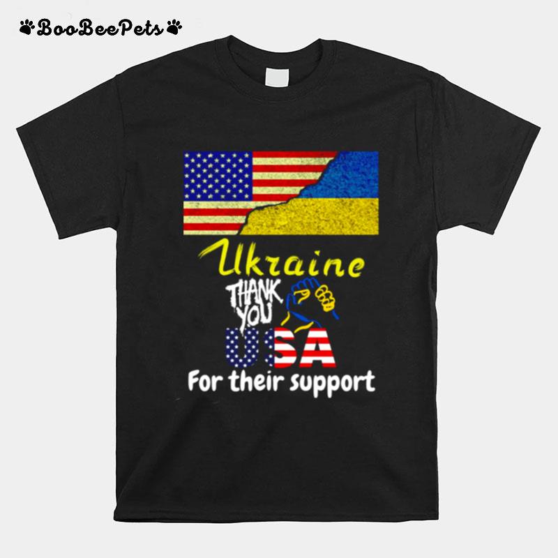 Thank You Usa For Their Support I Stand With Ukraine Ukraine Flag T-Shirt