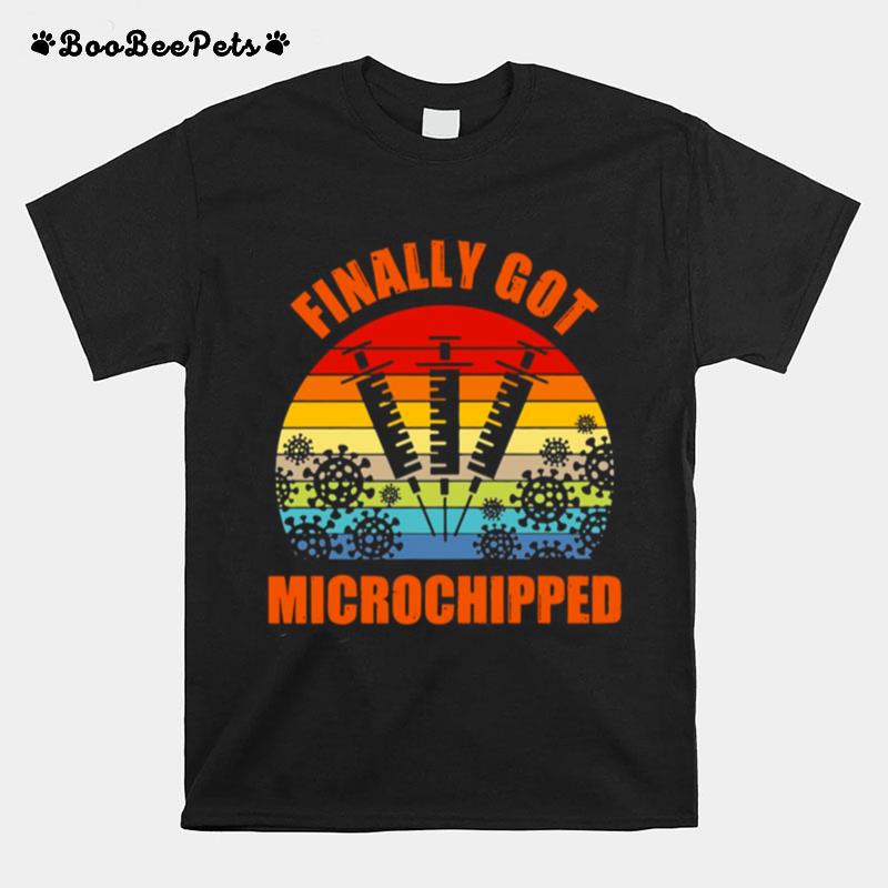 Thanks Science Vaccine Finally Got Microchipped Vintage Retro T-Shirt