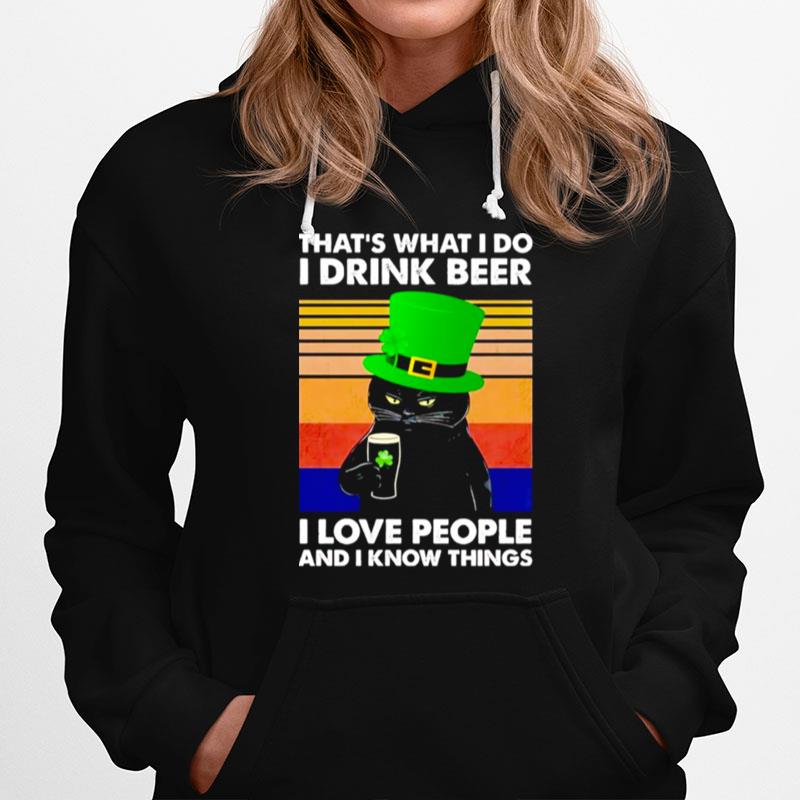 Thats What I Do I Drink Beer Black Cat St Patricks Day Vintage Hoodie