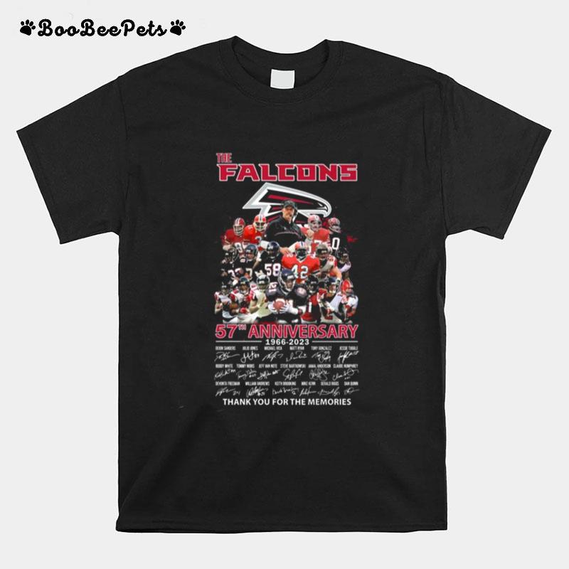 The Atlanta Falcons 57Th Anniversary 1966 2023 Thank You For The Memories Signatures T-Shirt