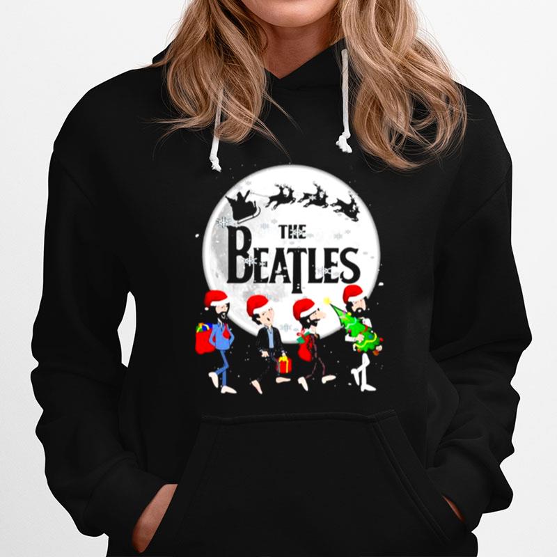The Beatles Moon Santa Claus Riding Reindeer Merry Christmas Hoodie