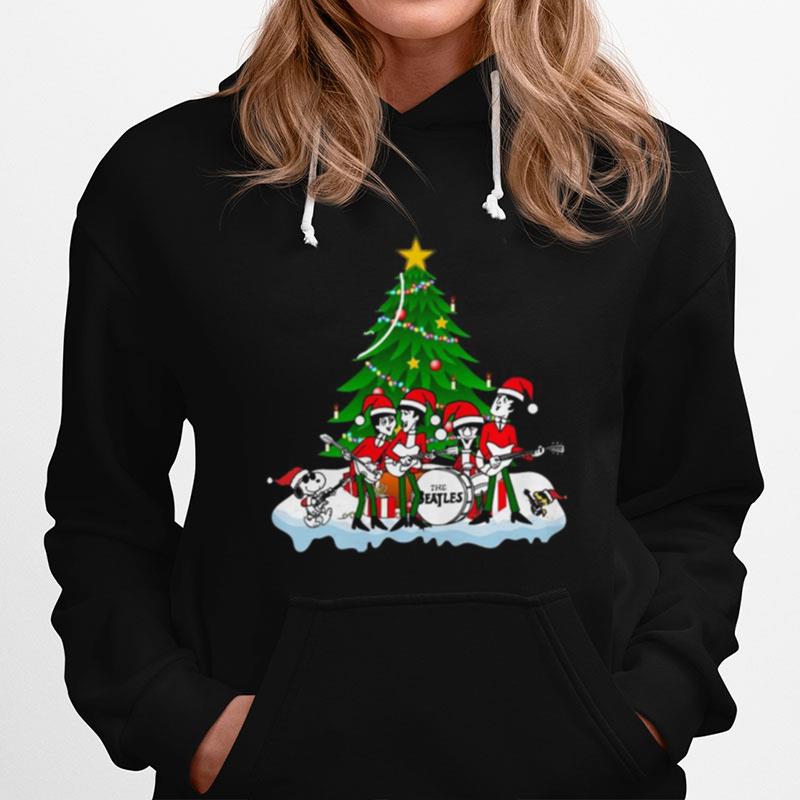 The Beatles Rock Band Snoopy And Woodstock Merry Christmas Tree Hoodie