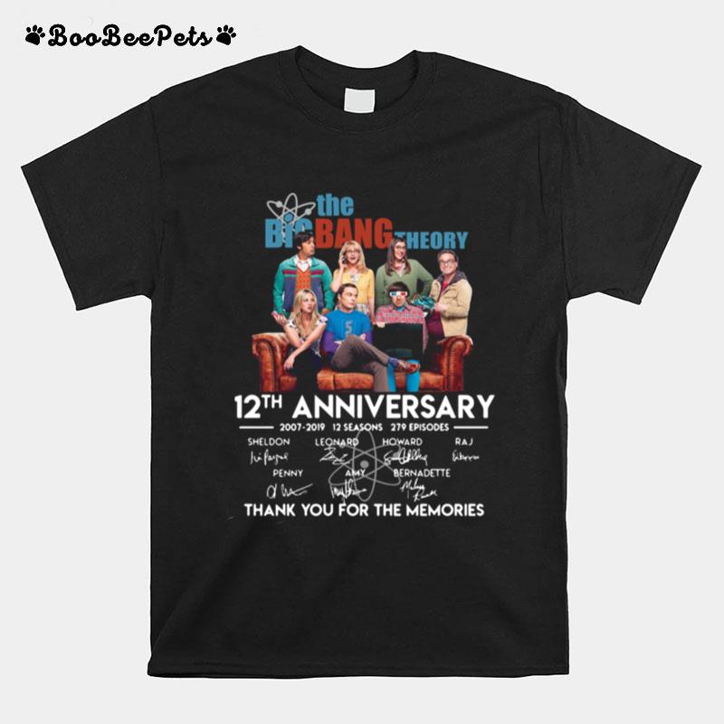 The Big Bang Theory 12Th Anniversary 2007 2019 Signatures Thank You For The Memories T-Shirt