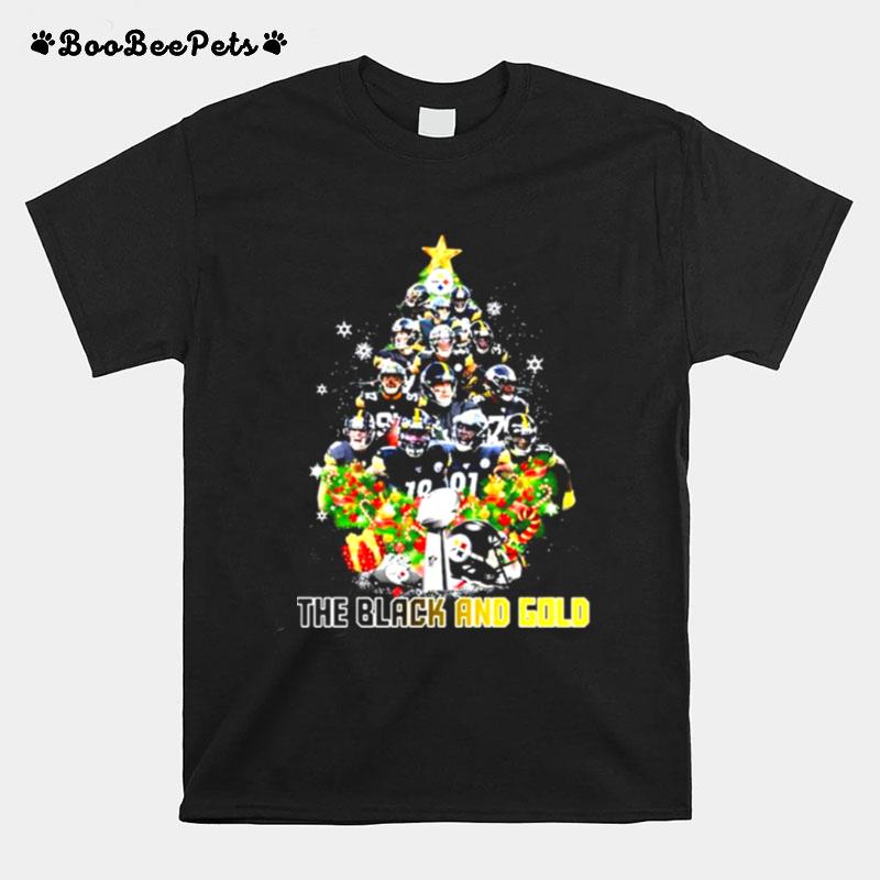 The Black And Gold Trees Team Steelers Christmas T-Shirt