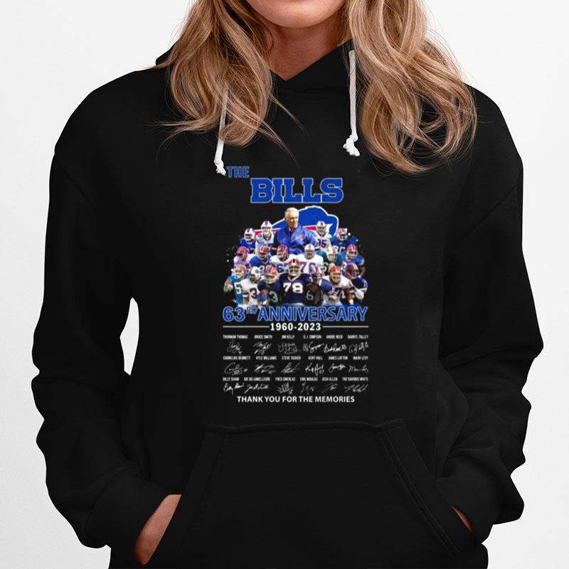 The Buffalo Bills 63Rd Anniversary 1960 2023 Thank You For The Memories Signatures Hoodie