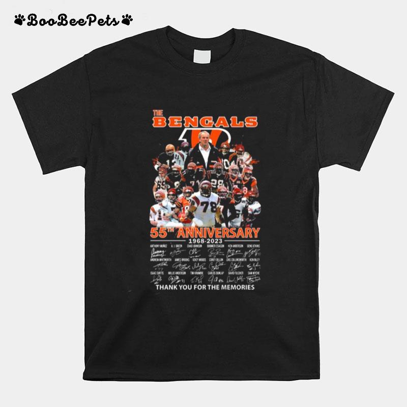 The Cincinnati Bengals 55Th Anniversary 1968 2023 Thank You For The Memories Signatures T-Shirt